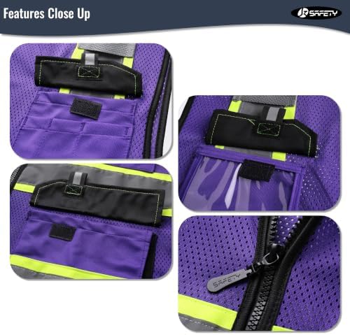 JKSafety Safety Vest for Men Women Hi Vis Reflective Vest JK220 PurpleB L - Image 3