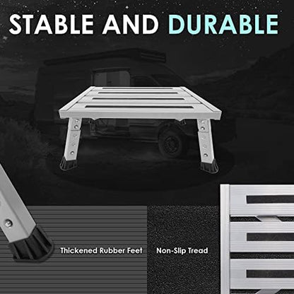 Adjustable RV Step Stool, Wide Platform, Foldable Legs - Image 3