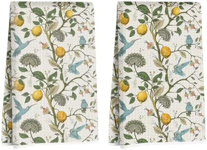 2 Pcs Lemon Birds Kitchen Towels 14x24 In, Lemon Birds Gifts by NISTOMISU