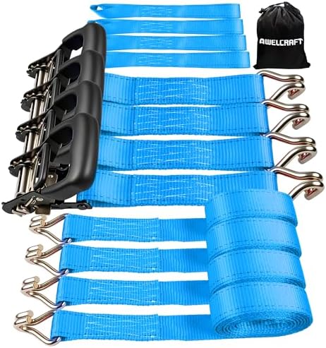 AWELCRAFT 1.5in x 15ft Ratchet Straps 4 Pack, 4500lbs Heavy Duty Tie Downs by AWELCRAFT