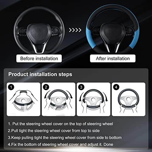 Auto Car Genuine Leather Steering Wheel Cover Anti Slip Wrap 15" - Image 5