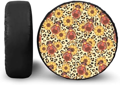 Thanksgiving Leopard Turkey Spare Tire Cover PU Leather, Wheel Protection Tire by YGFLPPV