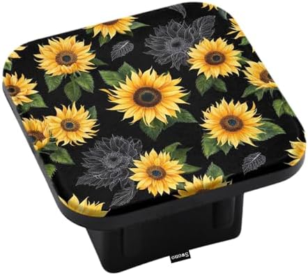 Swono Sunflowers Square Receiver Hitch Covers Vintage Bloom Yellow Sunflowers by Swono
