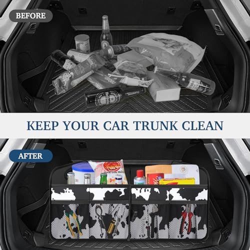 Femuar Car Trunk Organizer, Cow Print, Vintage Style, 52L Capacity, 4 - Image 5