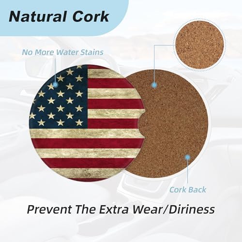 American Flag Car Coasters for Cup Holders, 2 Pack Car Cup Holder Coasters for - Image 4