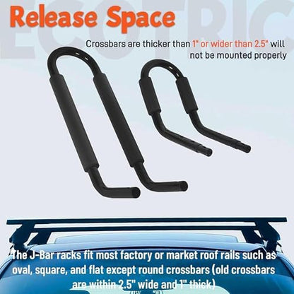 ECOTRIC Universal Kayak Roof Rack J-Bar Rack HD Kayak Carrier Holder Canoe - Image 2