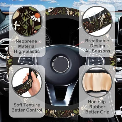 Mushrooms and Herbs Steering Wheel Cover - Image 3
