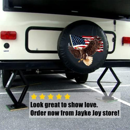 American Eagle USA Flag Spare Tire Cover PVC Leather Fit RV SUV - Image 4