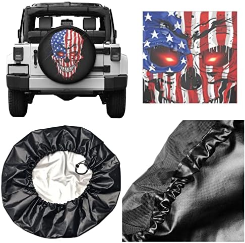 American Flag Skull Patriotic Spare Tire Cover, Universal Wheel Tire Cover - Image 6