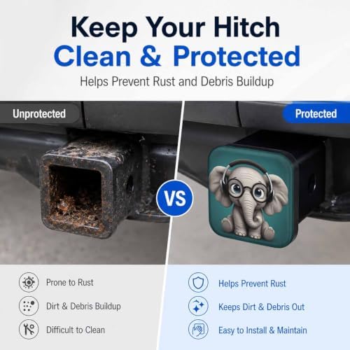 Cute Elephant Hitch Cover Receiver Tube Hitch Plug, Tool-Free Install Tow Hitch - Image 5