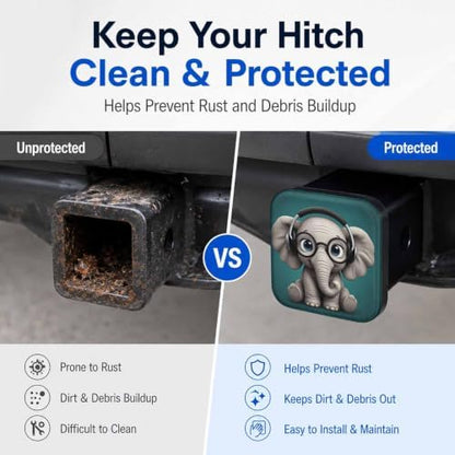 Cute Elephant Hitch Cover Receiver Tube Hitch Plug, Tool-Free Install Tow Hitch - Image 5