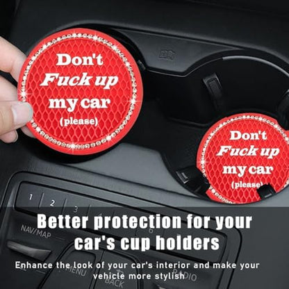 2 PCS Bling Car Cup Coaster, 2.75 Inch Anti-Slip Cup Holder Insert Coasters - Image 4