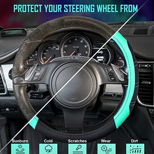 CAR PASS Line Rider Microfiber Leather Sporty Steering Wheel Cover Universal - Image 5