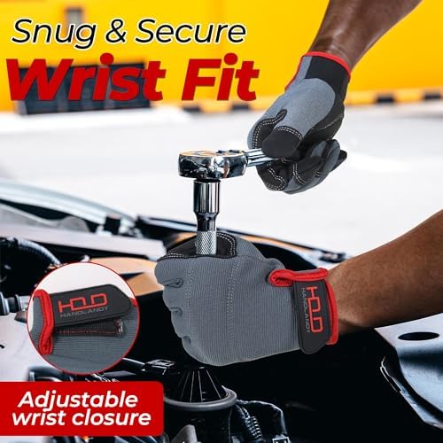 HANDLANDY Work Gloves for Men & Women, Utility Mechanic Working Gloves Touch - Image 5