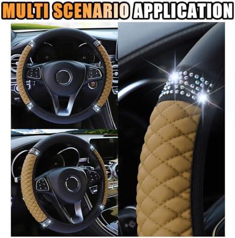 JOYCOURT 15 Inch Bling Soft Leather Car Steering Wheel Cover - Image 6