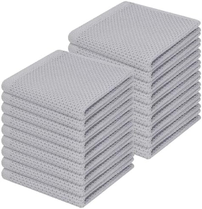 Homaxy 100% Cotton Waffle Weave Kitchen Dish Cloths 18-Pack, Light Gray by Homaxy
