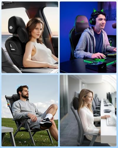 Aukee Car Headrest Pillow with Genuine Leather Cover Memory Foam Neck Cushion - Image 6