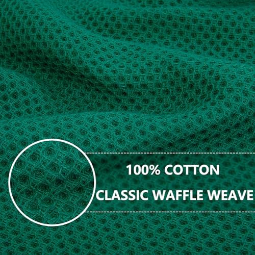 Homaxy 100% Cotton Waffle Weave Kitchen Dish Cloths 8-Pack, Dark Green - Image 2