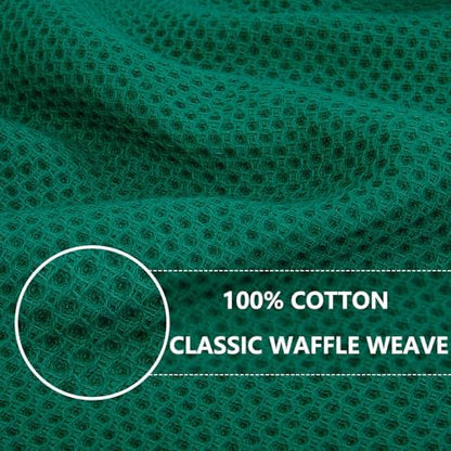 Homaxy 100% Cotton Waffle Weave Kitchen Dish Cloths 12-Pack, Dark Green - Image 2