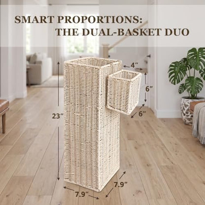 Wicker Umbrella Stand for Entryway, Decorative Rattan Holder - Image 3