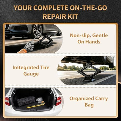 3-Ton Scissor Jack Kit, 6614 lbs Capacity, High Strength Steel, - Image 5