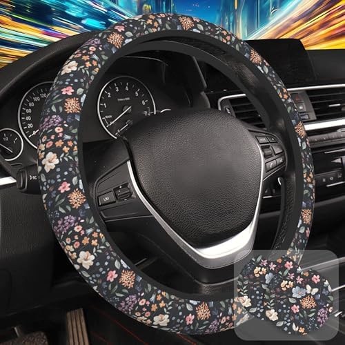 Colorful Wildflower Steering Wheel Cover by Unknown