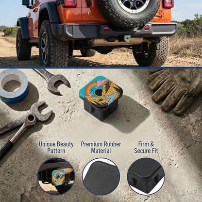 2 Inch Retro Sunset Mountains Trailer Hitch Cover Rubber Receiver Tube Plug Cap - Image 3
