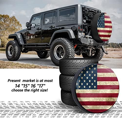 Retro American Flag Spare Tire Cover Fit - Image 5