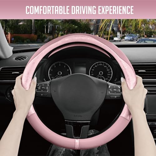 PIC AUTO Steering Wheel Cover, Universal Fit 14.5"–15.5", Soft PU Grain Leather - Image 2