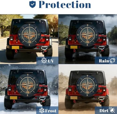 Retro Mountain Compass Spare Tire Cover Wheel Covers Protectors Waterproof - Image 7
