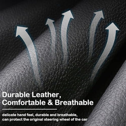 Beige Embroidery Butterfly Car Steering Wheel Cover, 14.5-15 Inch Universal - Image 5