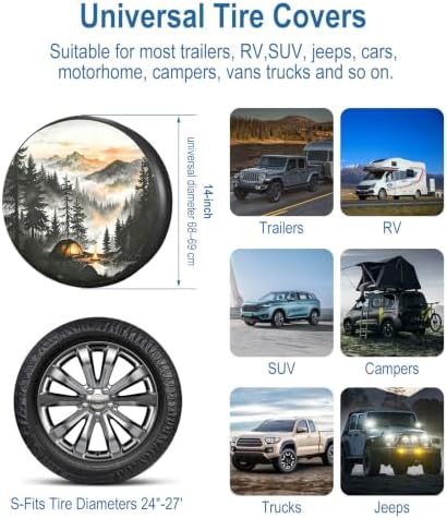 RV Spare Tire Cover Mountain Lake Tree 16in Waterproof Universal Fit - Image 3