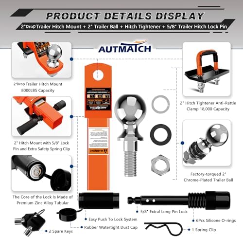 AUTMATCH Trailer Hitch Ball Mount - Image 2