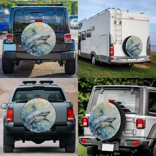 Spare Tire Cover for RV Trailer, Ocean Shark Tire Covers Universal Fit for - Image 7