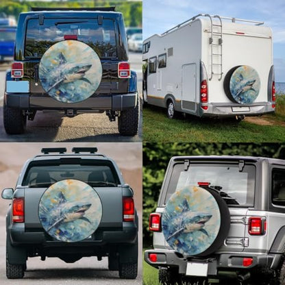 Spare Tire Cover for RV Trailer, Ocean Shark Tire Covers Universal Fit for - Image 7