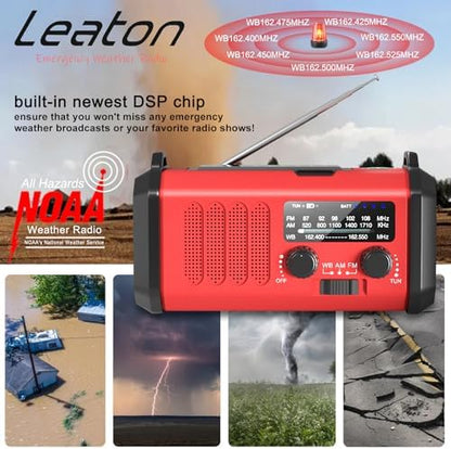 Emergency Radio NOAA Weather Radio Hand Crank & Solar Charging 20000mAh - Image 2