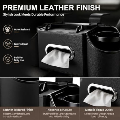 Back Seat Car Organizer, 2 Cup Holders, Tissue Holder, Phone Stand & Hooks - Image 6