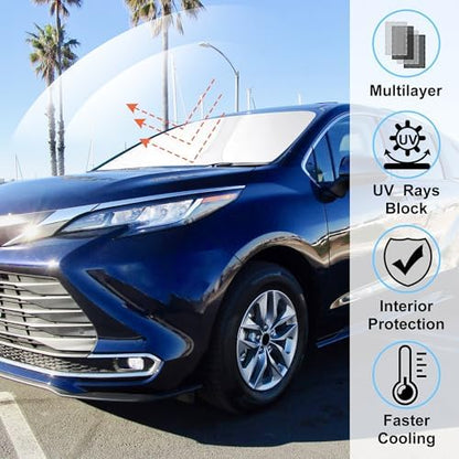 Windshield Sun Shade Sunshade for 2021-2026 Toyota Sienna - Image 2