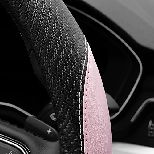 YHONGJT Soft Cute Light Pink Microfiber Leather Anti-Slip Steering Wheel Cover - Image 4