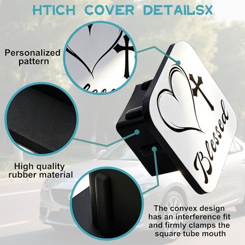 Hitch Cover Blessed Cross and Heart Square Towing Hitch Covers 2” Heavy Duty - Image 3