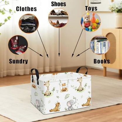 Rectangular Collapsible Jungle Animals Storage Basket Nursery Organizer - Image 6