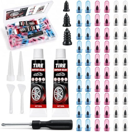 60Pcs Screw Tire Plug Repair Kit, 3 Sizes Rubber Nails by Unknown