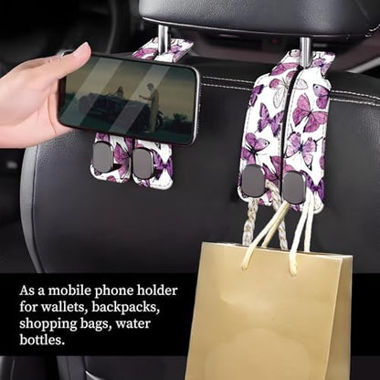 Car Seat Headrest Hook, Universal Leather Cute Hanger Holder Hook, Storage - Image 2