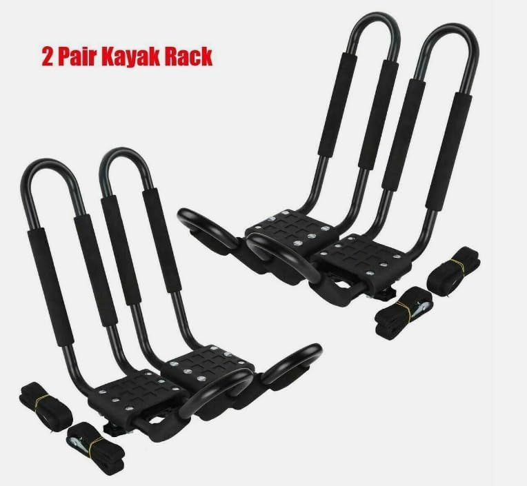 2 Pairs Kayak Roof Rack Carrier Boat Ski Surf Roof Mount Car Cross J-Bar - Image 2