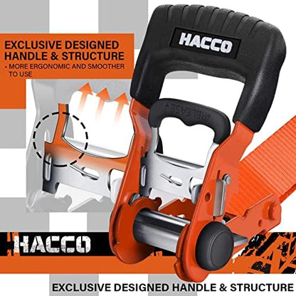 HACCOPLANET 1.6in Heavy Duty Ratchet Tie Down Straps 4PK - Image 2