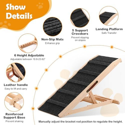 43" Foldable Dog Ramp 6-Level Adjustable Non-Slip - Image 4