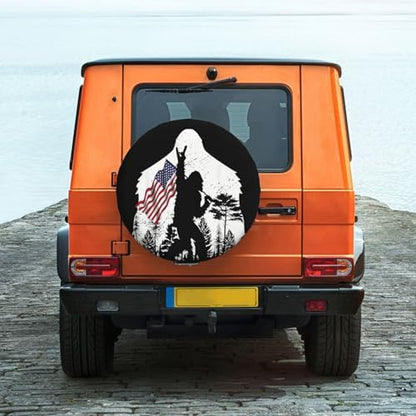 Spare Tire Cover with Camping Bigfoot American Flag Pattern 16inch - Image 5