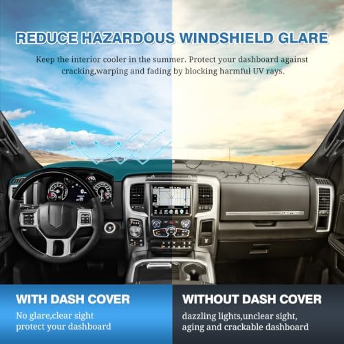 FIILINES Dash Cover for 2009 2010-2018 Dodge Ram 1500 2500 3500, Dashboard Mat - Image 6