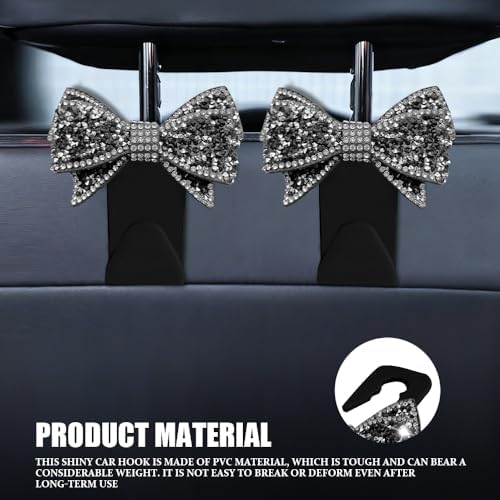2PCS Car Seat Headrest Hooks, Car Bag Hooks, Cute Bow Knot Vehicle Seatback - Image 5