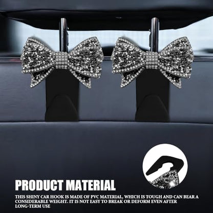 2PCS Car Seat Headrest Hooks, Car Bag Hooks, Cute Bow Knot Vehicle Seatback - Image 5